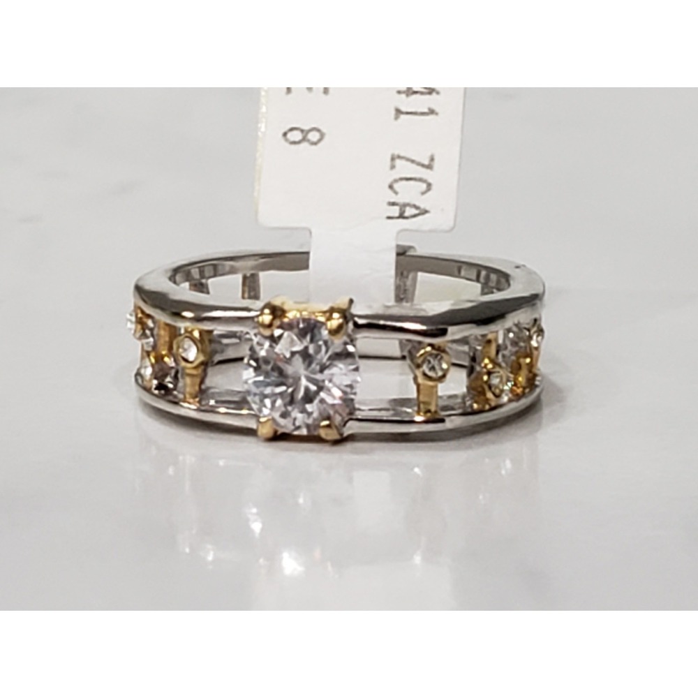 8 MEN WOMEN CUTOUT CUBIC ZIRCONIA GEOMETRIC ART DECO THUMB RING BRUTALIST Cage